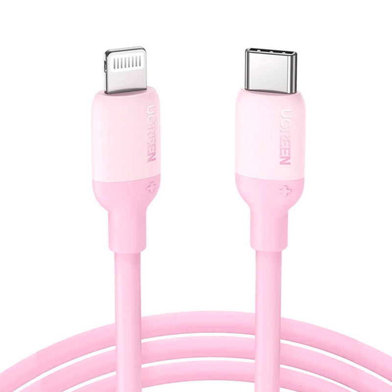 UGREEN US387 60625 Cable de datos de carga USB-C Lightning, 3A, rosado