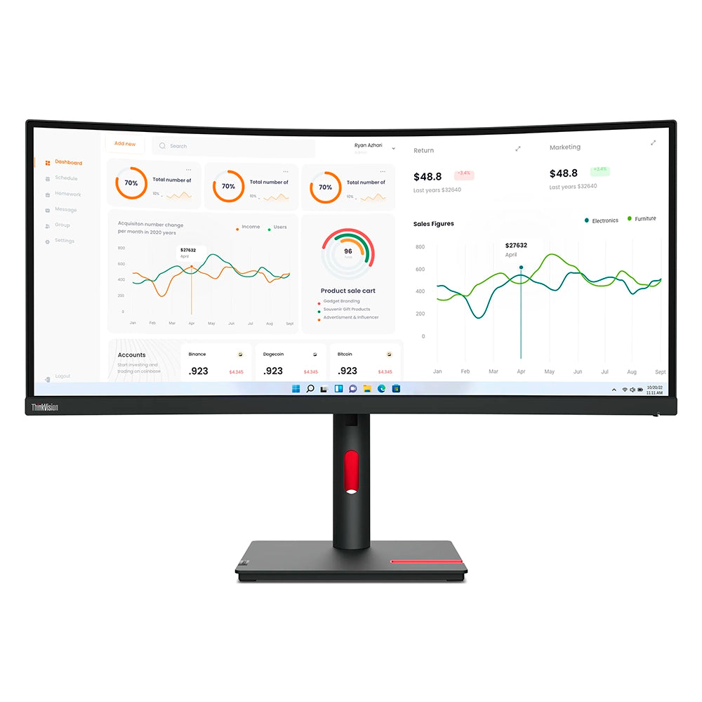LENOVO 63D4GAR1LA ThinkVision T34w-30 Monitor 34" WQHD VA WLED