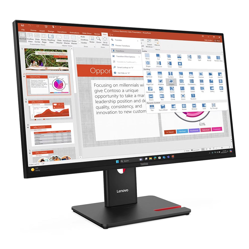LENOVO ThinkVision T27-40 Monitor Plano 27" FHD IPS 1920x1080 WLED 82 DPI 64A5MAR6LA