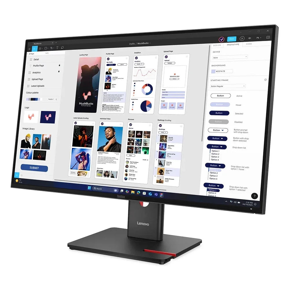 LENOVO 64B0ZAR1LA Monitor Plano ThinkVision T32UD-40 31.5" WLED UHD IPS HDMI DP USB-C