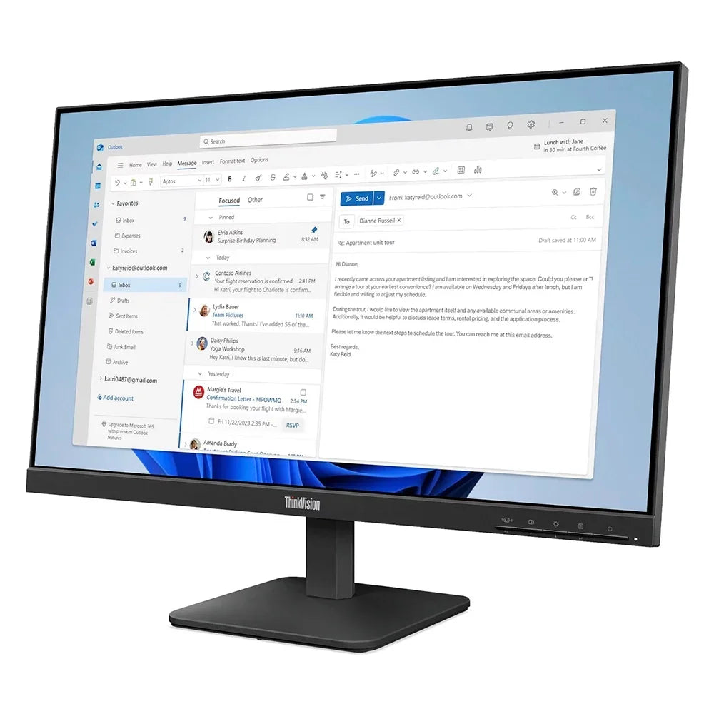 LENOVO ThinkVision S24-4e Monitor Plano 23.8" Resolución 1920x1080 WLED 64B5KAR1LA