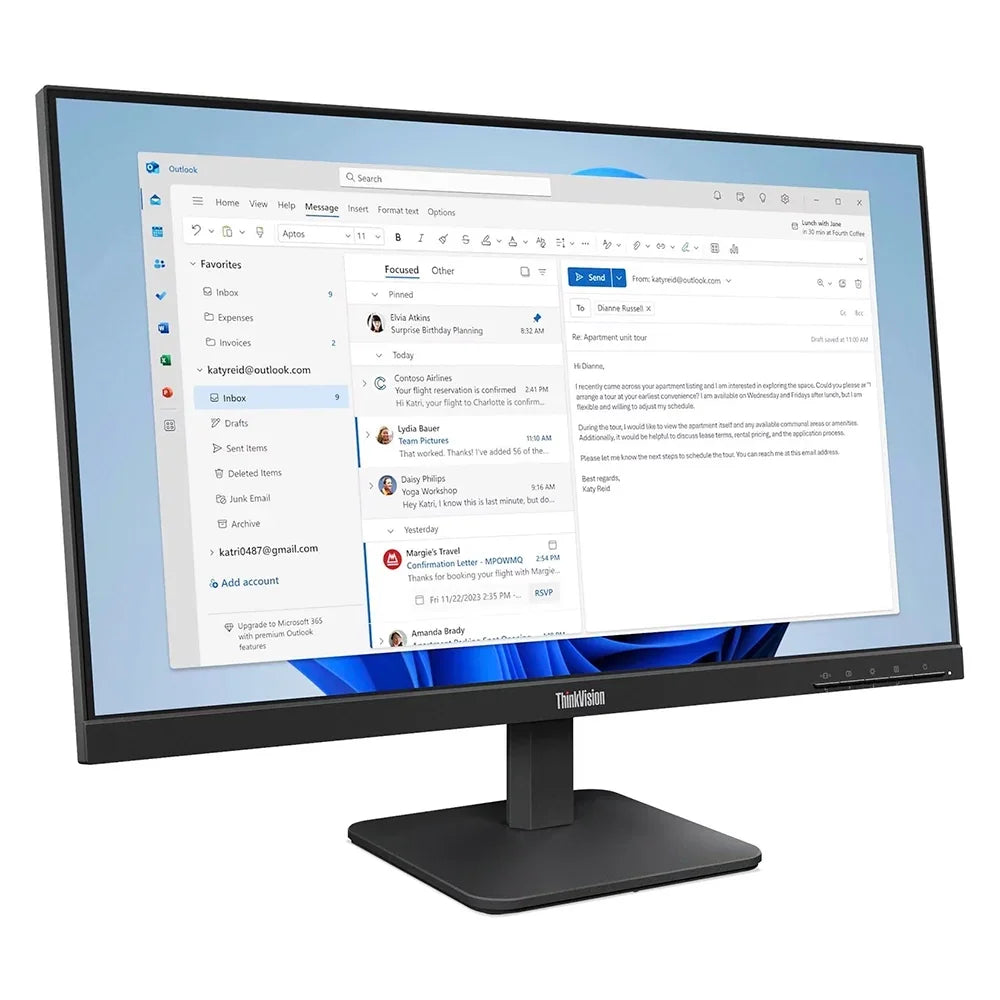 LENOVO ThinkVision S24-4e Monitor Plano 23.8" Resolución 1920x1080 WLED 64B5KAR1LA