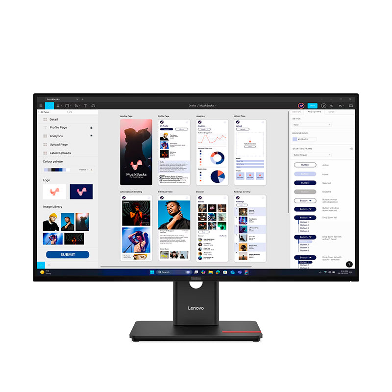 LENOVO 64B0ZAR1LA Monitor Plano ThinkVision T32UD-40 31.5" WLED UHD IPS HDMI DP USB-C