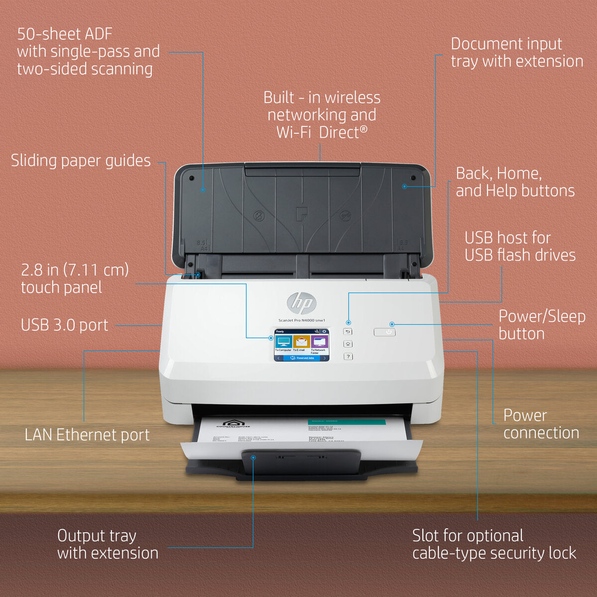 HP 6FW08A#AKV  ESCANER HP SCANJET PRO N4000