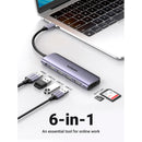 UGREEN CM195 ​​​​70410 Adaptador USB C para HDMI HUB 6 em 1 com 4K HDMI, porta de dados USB 3.0, slot para cartão SD/TF, adaptador USB C de alumínio