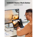 UGREEN CM195 ​​​​70410 Adaptador USB C para HDMI HUB 6 em 1 com 4K HDMI, porta de dados USB 3.0, slot para cartão SD/TF, adaptador USB C de alumínio