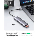 UGREEN CM195 ​​​​70411 6 em 1 USB C HUB Adaptador Dongle para HDMI 4K, 2 portas USB 3.0, leitor de cartão SD TF