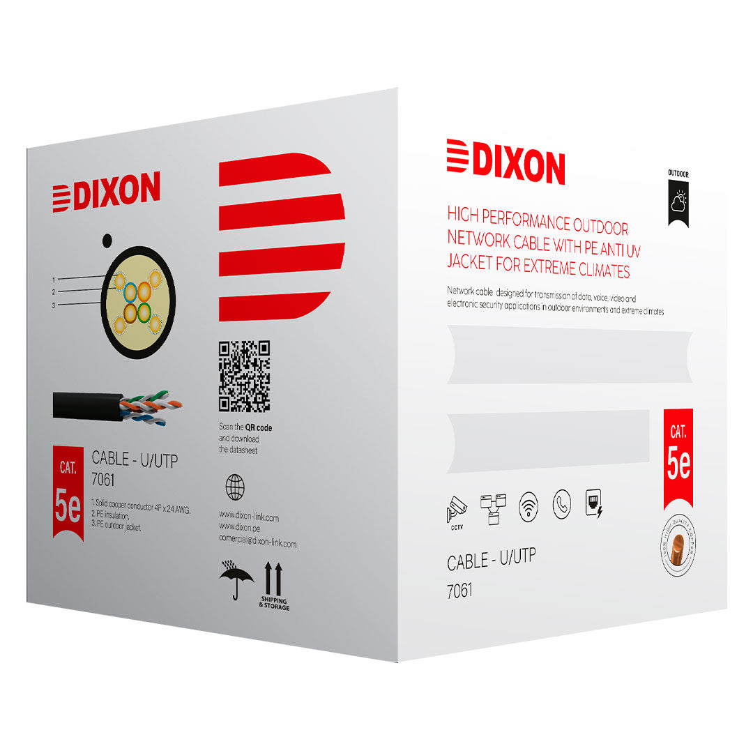 DIXON 7061 Cable UTP Cat5E Cobre 24AWG PE Exterior Negro 305m