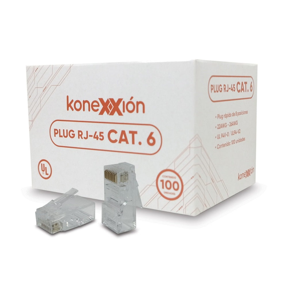 KONEXXION 7202040001 Conector Plug RJ45 Cat6 Caja de 100 Unidades