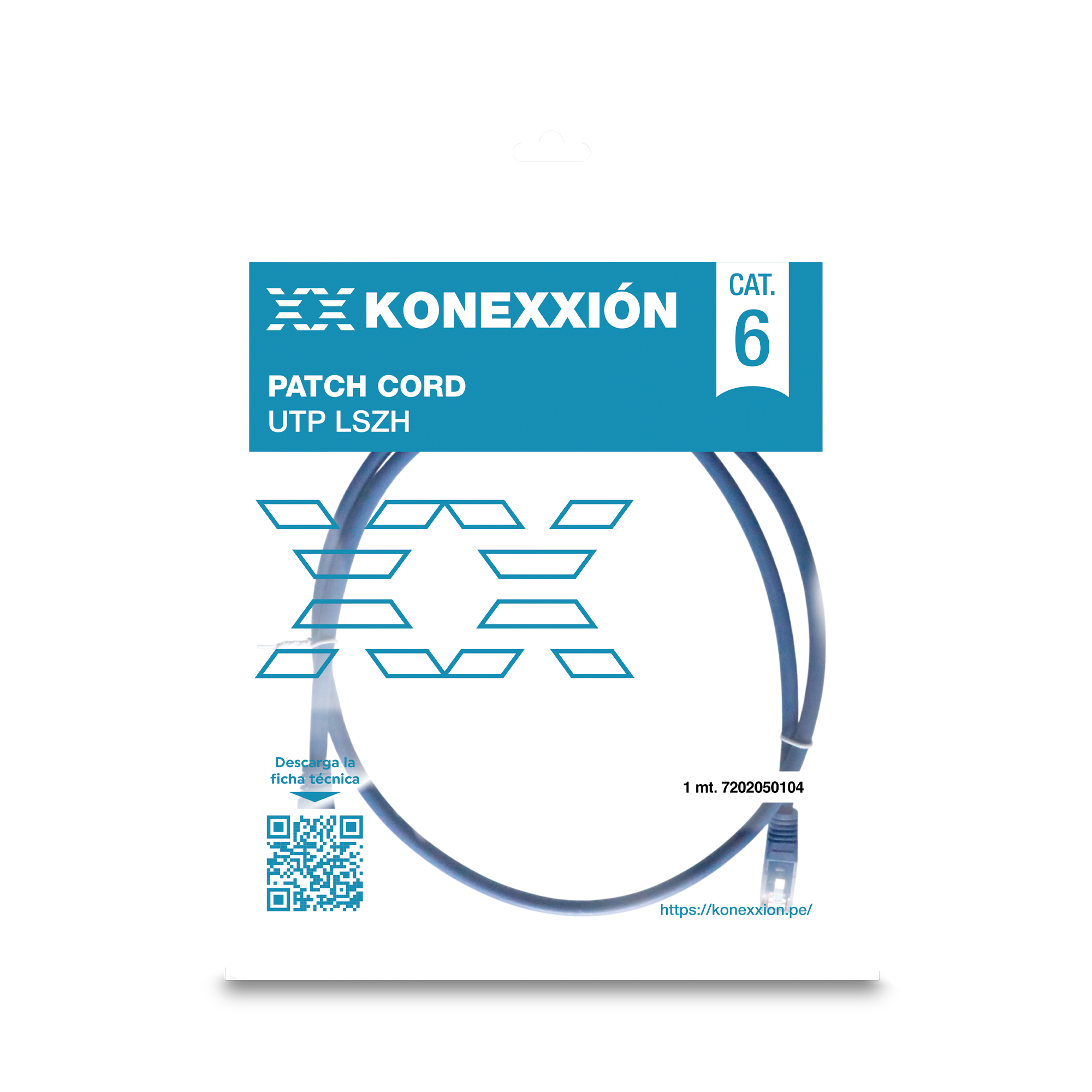 KONEXXION 7202050104 Cable Patch Cord UTP Cat6 Lszh Azul 1m
