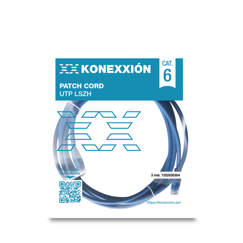 KONEXXION 7202050304 Cable Patch Cord Cat6 Lszh 3 metros Azul