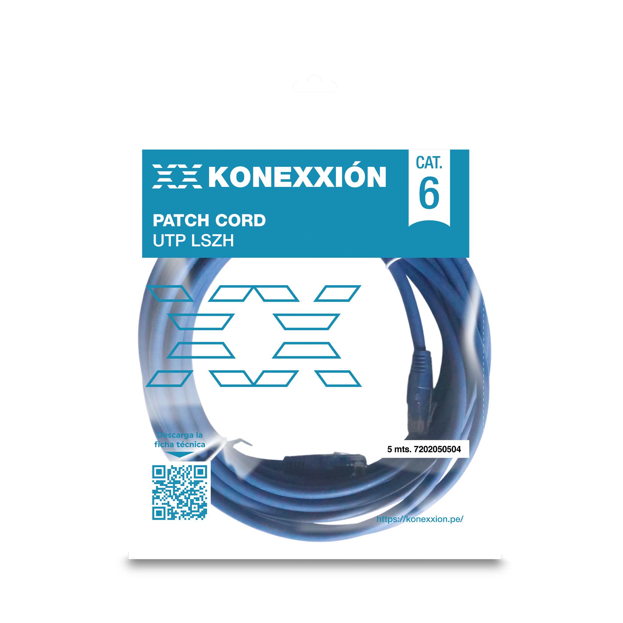KONEXXION 7202050504 Cable Patch Cord UTP Cat6 Lszh Azul 5m