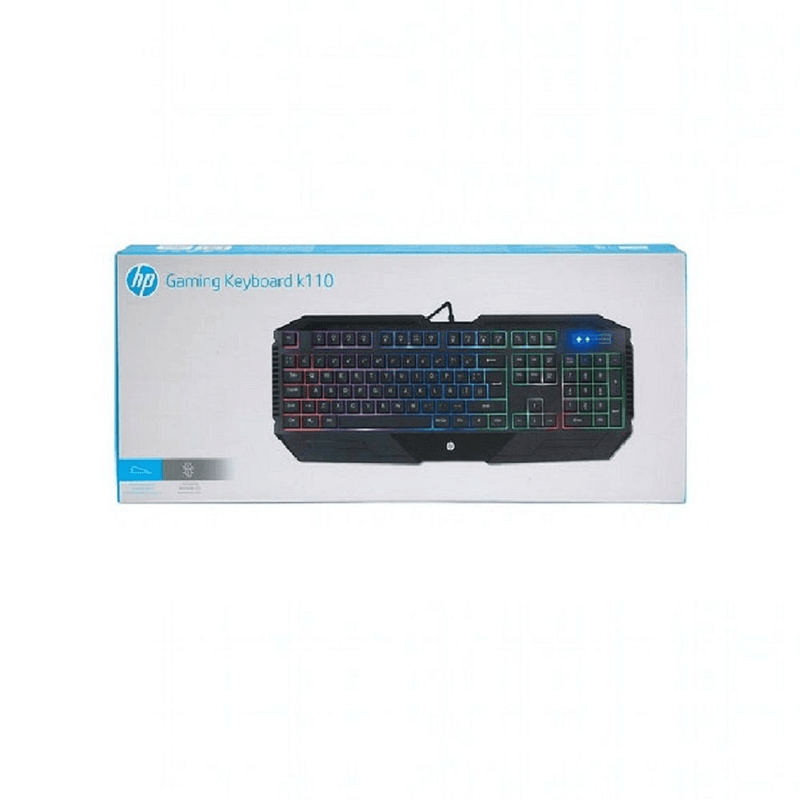 Teclado para jogos HP K110, retroiluminado, 104 botões, USB