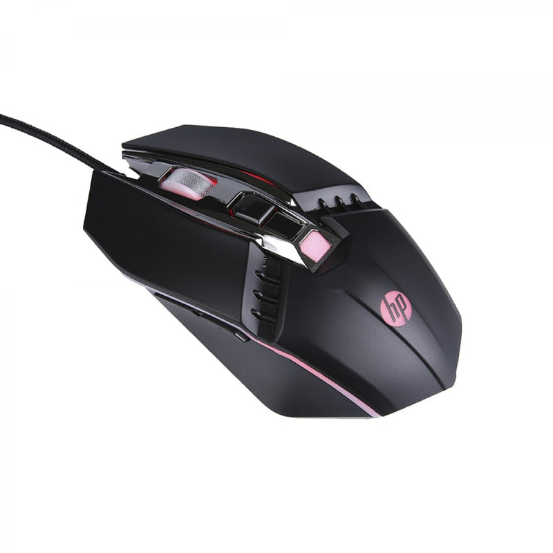 Mouse gamer HP M270 de 4 botões com luz de fundo, USB e sensor óptico, preto
