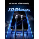 Cabo UGREEN US355 80150 USB-C 3.2 1mt, nylon e alumínio 