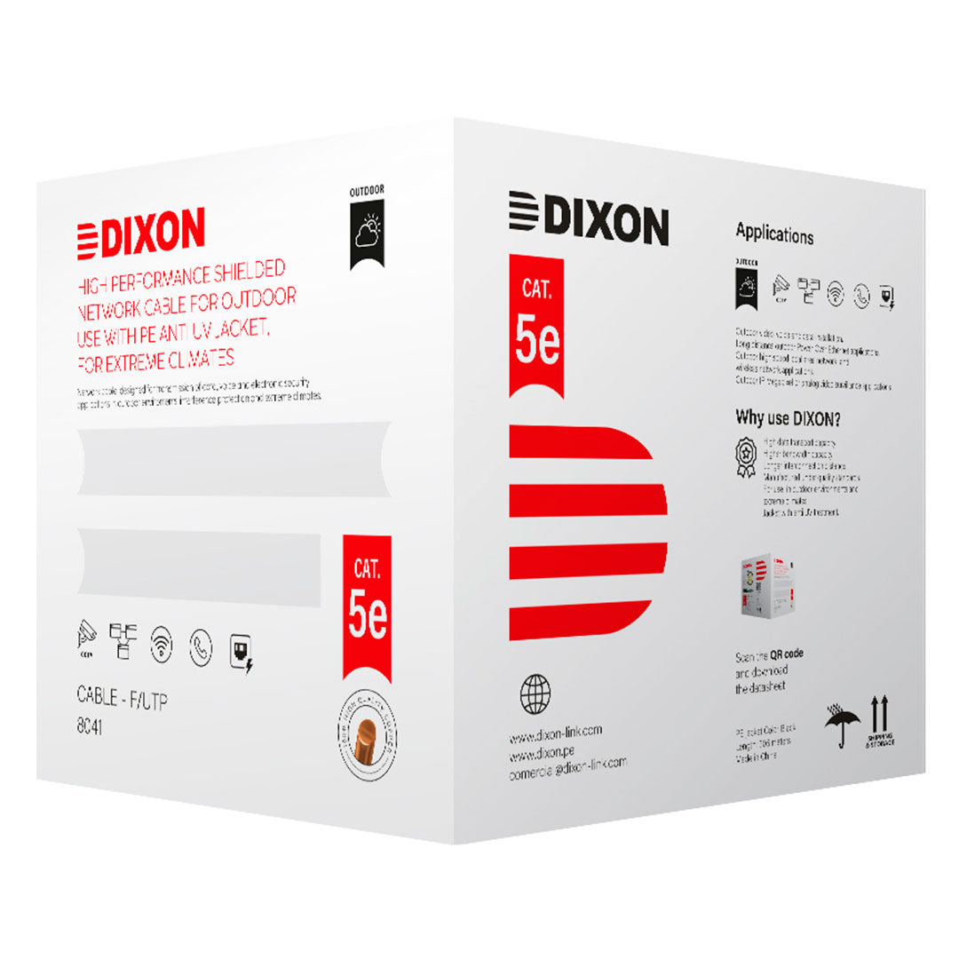 DIXON 8041 Cable F/UTP Cat5E Cobre 24AWG PE UV Exterior Negro 305m