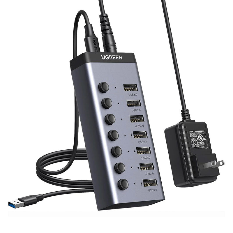 UGREEN CM481 90305 Adaptador Hub 7 puertos USB-A a USB-A con adaptador de corriente