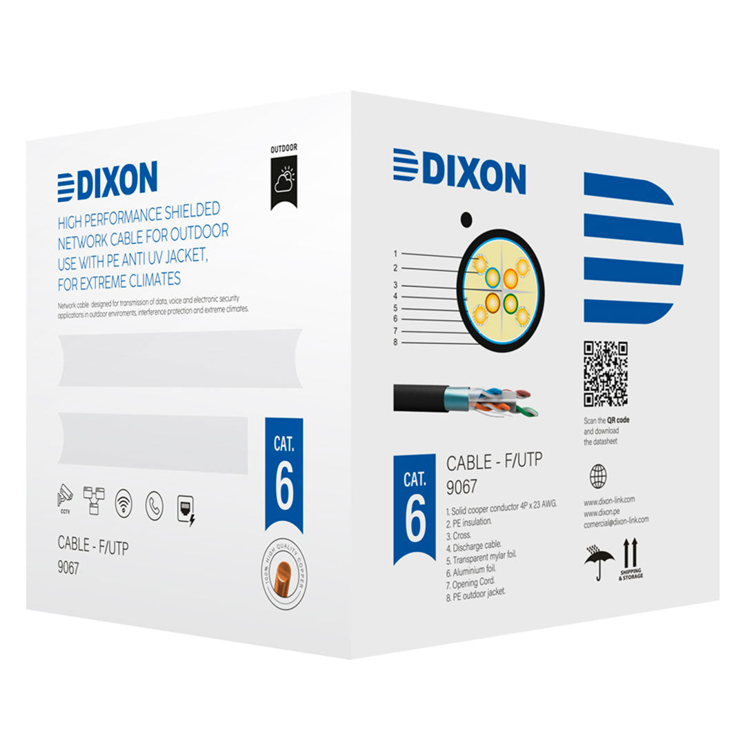 DIXON 9067 Cable F/UTP Cat6 Cobre 23AWG PE Exterior Negro 305m