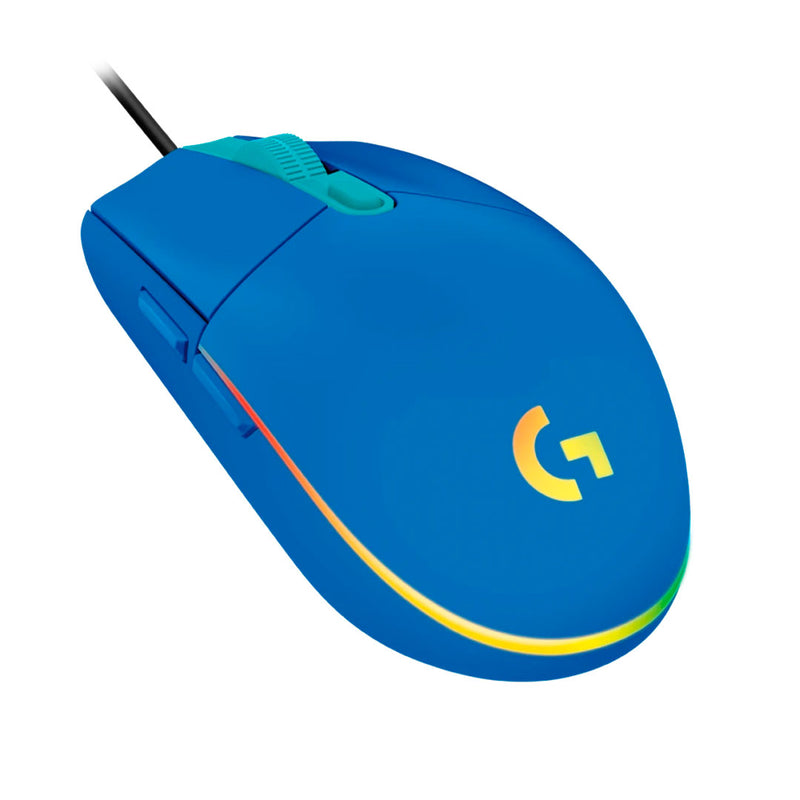 LOGITECH G203 Mouse óptico Azul, GAMING, USB, RGB LIGHTSYNC, 6 botones, 8000 dpi, 910-005792