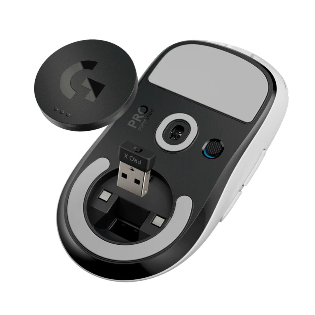 LOGITECH PRO X Mouse inalámbrico Gamer Superlight, sensor HERO 25000 dpi, Blanco, 910-005940