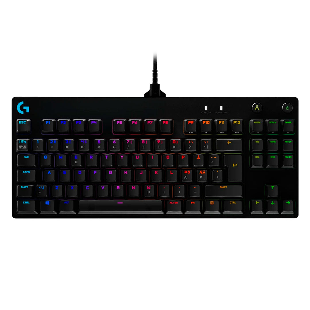 LOGITECH G PRO Teclado mecánico, iluminación RGB LIGHTSYNC, Switch azul, Negro, 920-009388