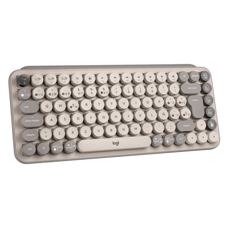 LOGITECH POP KEYS Teclado mecánico inalámbrico Switch Marrón, teclas de emojis personalizables, Beige, 920-011518