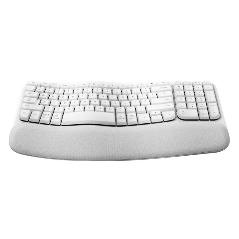 LOGITECH WAVE Teclado ergonómico inalámbrico con reposa manos acolchado, Blanco, 920-012279