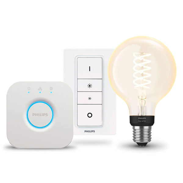 PHILIPS HUE Kit Foco Globo G93 Filamento + Interruptor + Bridge Smart