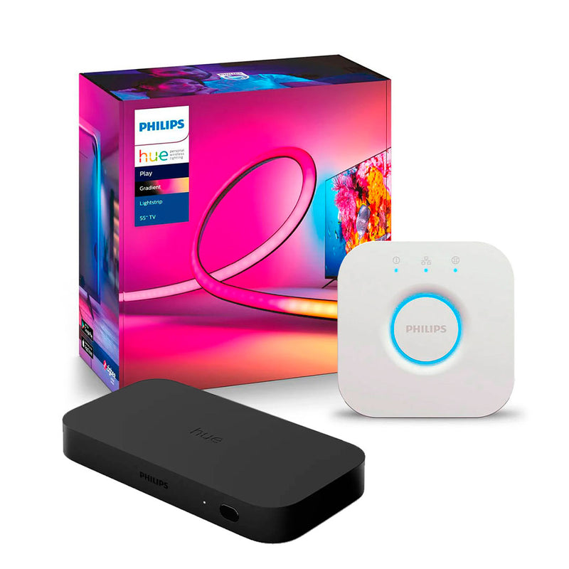 PHILIPS HUE Kit Play HDMI Sync Box + Play Gradient Tira de Luz LED para TV 65" + Bridge Smart