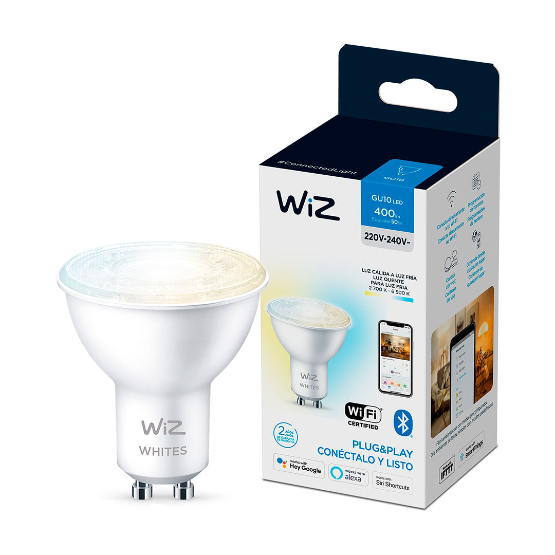 WIZ PACK-2 Foco Dicroica Inteligente Blanco GU10 4.9W 400Lúmenes Alexa Siri