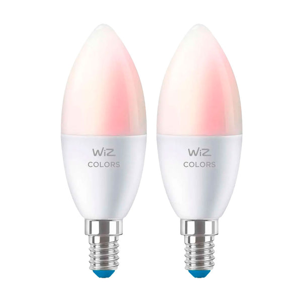 WIZ Pack 2 Foco vela LED inteligente C37, E14 Wifi, 4.9W, multicolor, 470 lúmenes, 15000 horas, 929002448812