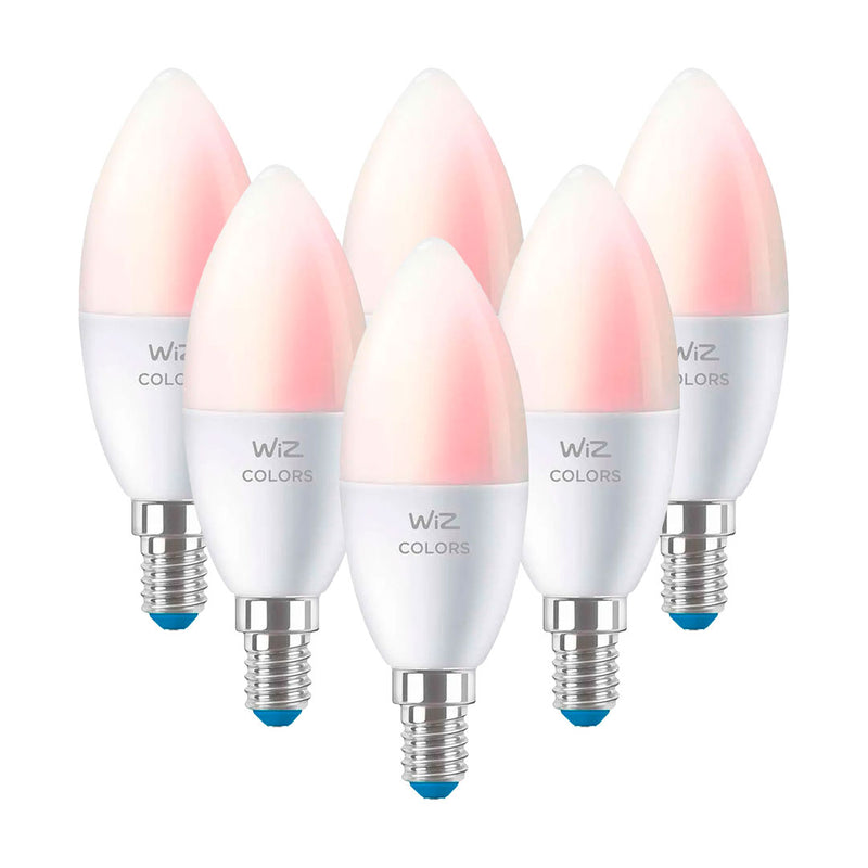 WIZ PACK-6 Foco Vela WIFI inteligente C37, E14, RGB, 4.9w, multicolor, 470 lúmenes, 15000 horas 929002448812