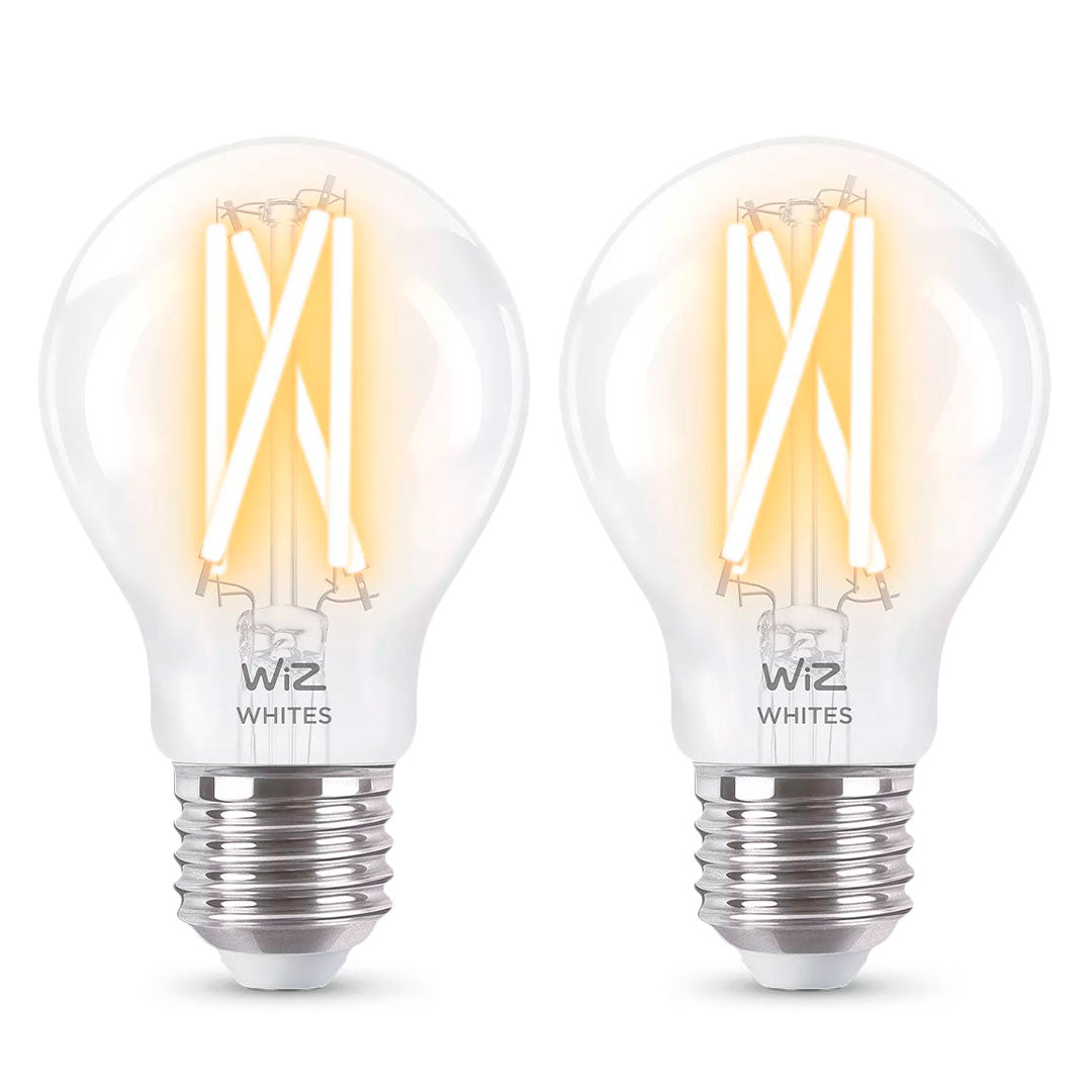 WIZ PACK-2 Foco de Filamento Inteligente A60 E27 Luz Blanca Cálida y Fría 7W 806Lúmenes