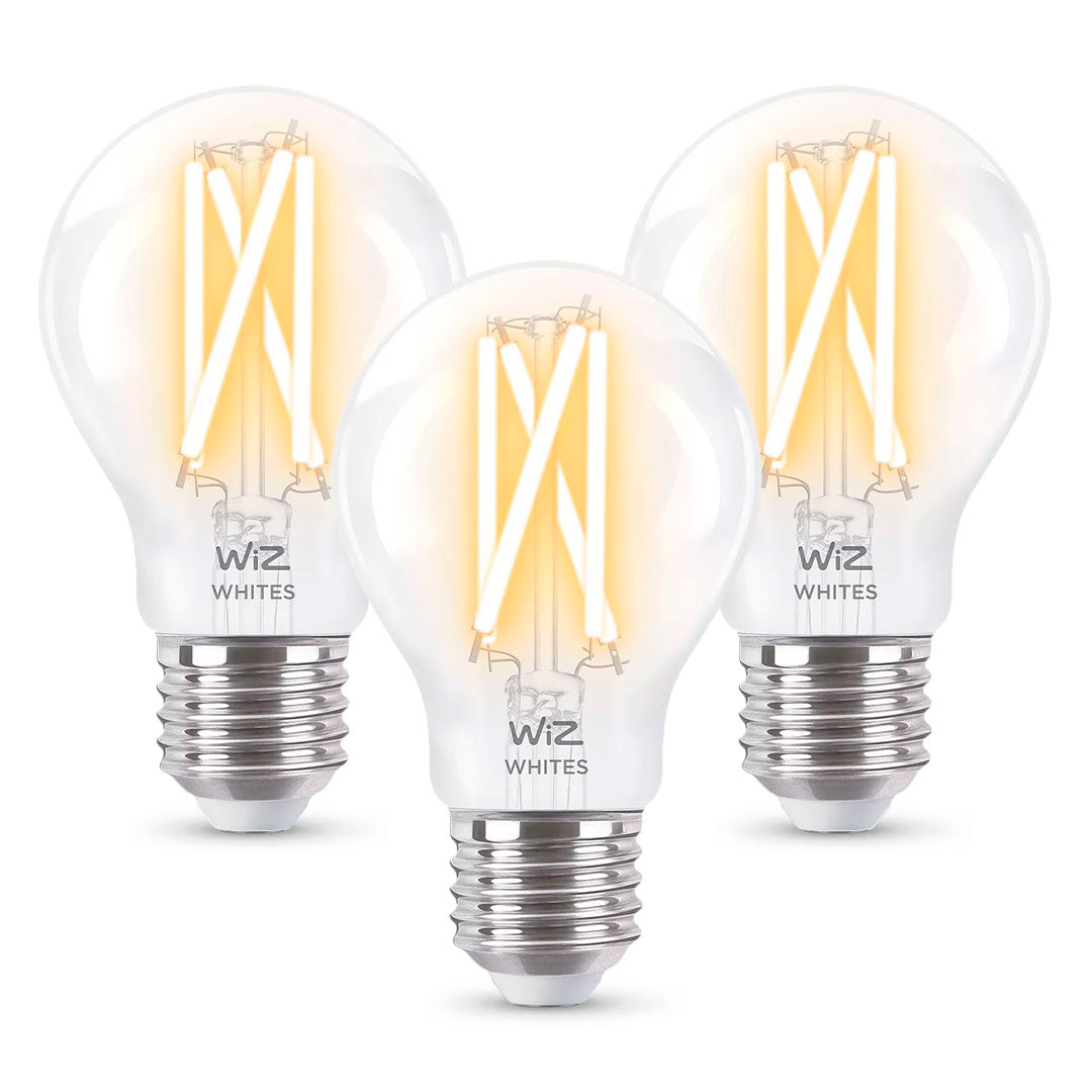 WIZ PACK-3 Foco de Filamento Inteligente A60 E27 Luz Blanca Cálida y Fría 7W 806Lúmenes