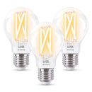 Pacote de 3 lâmpadas inteligentes de filamento transparente WIZ de 7 W, A60, E27, luz branca quente e fria, 806 lúmens, 929003017212 