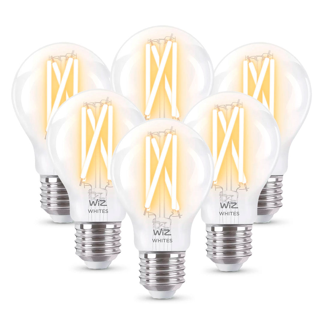 WIZ PACK-6 Foco de Filamento Inteligente A60 E27 Luz Blanca Cálida y Fría 7W 806Lúmenes