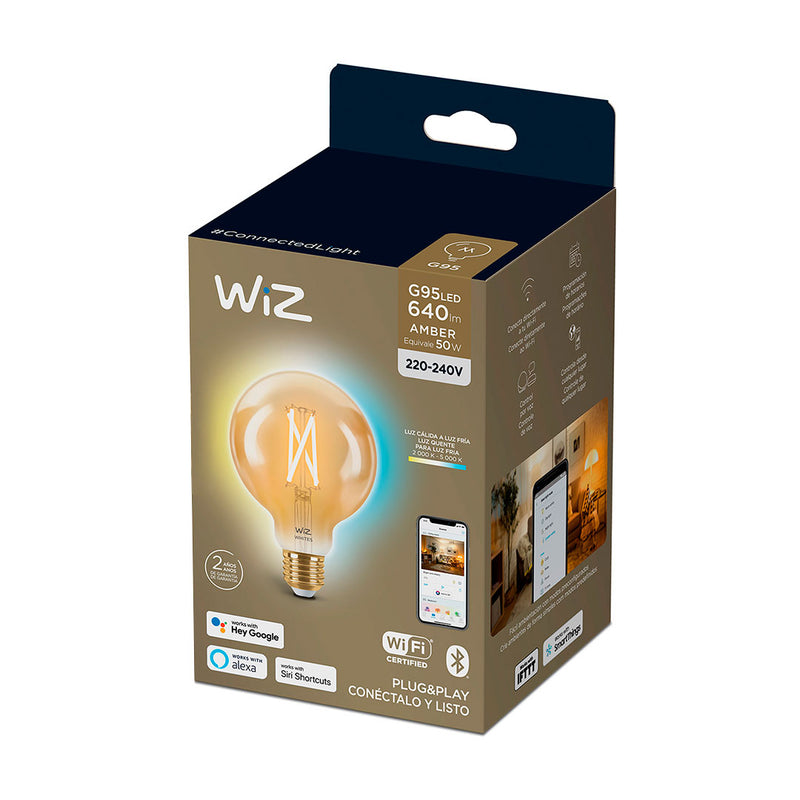 WIZ PACK-6 Foco Globo filamento WIFI inteligente ámbar, G95 E27, 6.9w, 640 lúmenes 929003018312