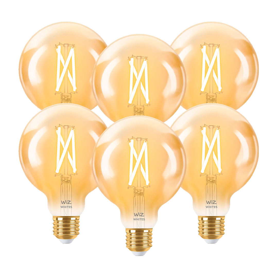 WIZ PACK-6 Foco Globo Filamento Inteligente Ambar G95 E27 6.9W 640Lúmenes