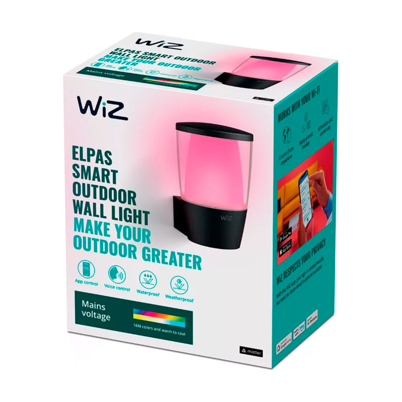 WIZ ELPAS WALL Lámpara WIFI inteligente de pared RGB, 8.5w, para exterior 929003247501