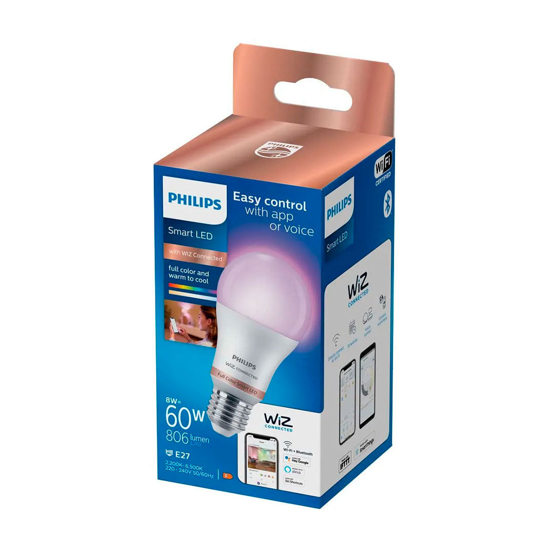 WIZ PACK-6 Foco WIFI inteligente RGB A60, E27, 60w, 806 lúmenes, 25000 horas 929003601011