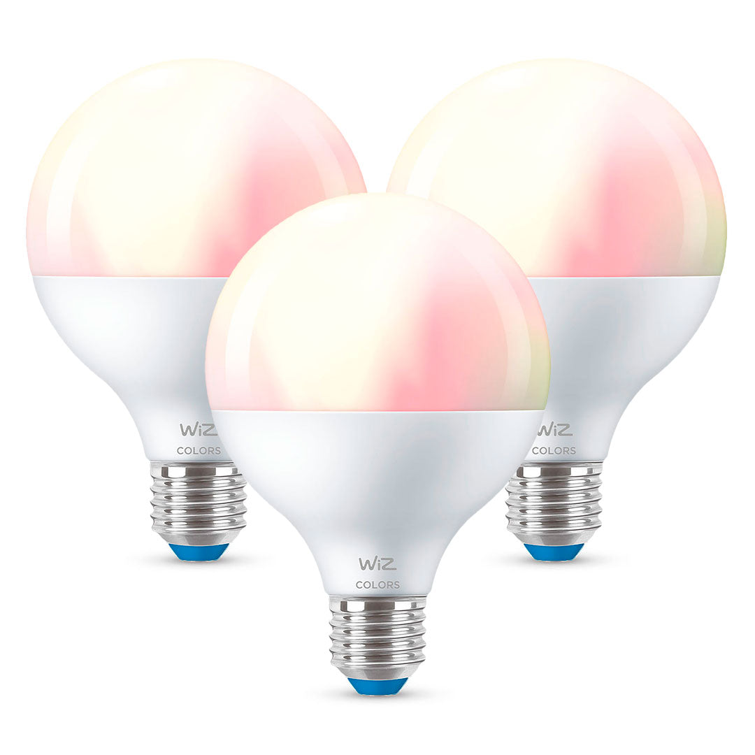 WIZ PACK-3 Foco Globo WIFI inteligente G95 E27 75w, multicolor, 1055 lúmenes, 25000 horas 929003604712