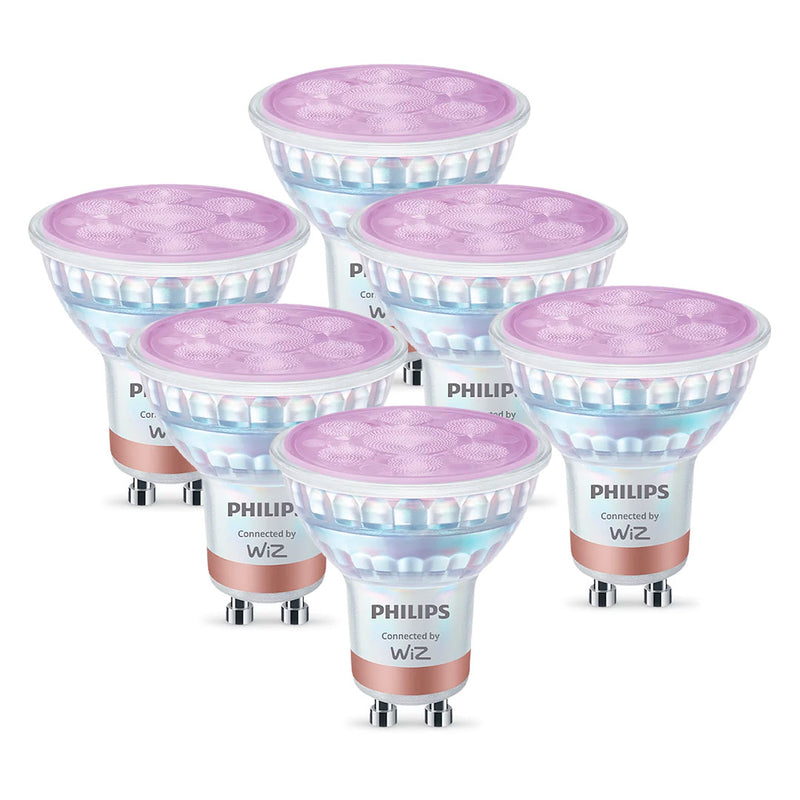 WIZ PACK-6 Foco Dicroica WIFI inteligente GU10, 50w, RGB, 400 lúmenes 929003772311