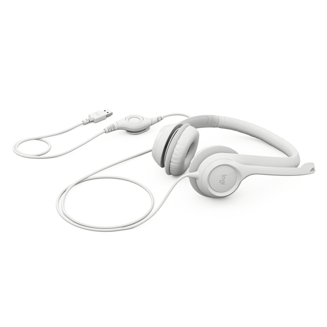 LOGITECH H390 Audífonos USB con micrófono, Blanco, 981-001285