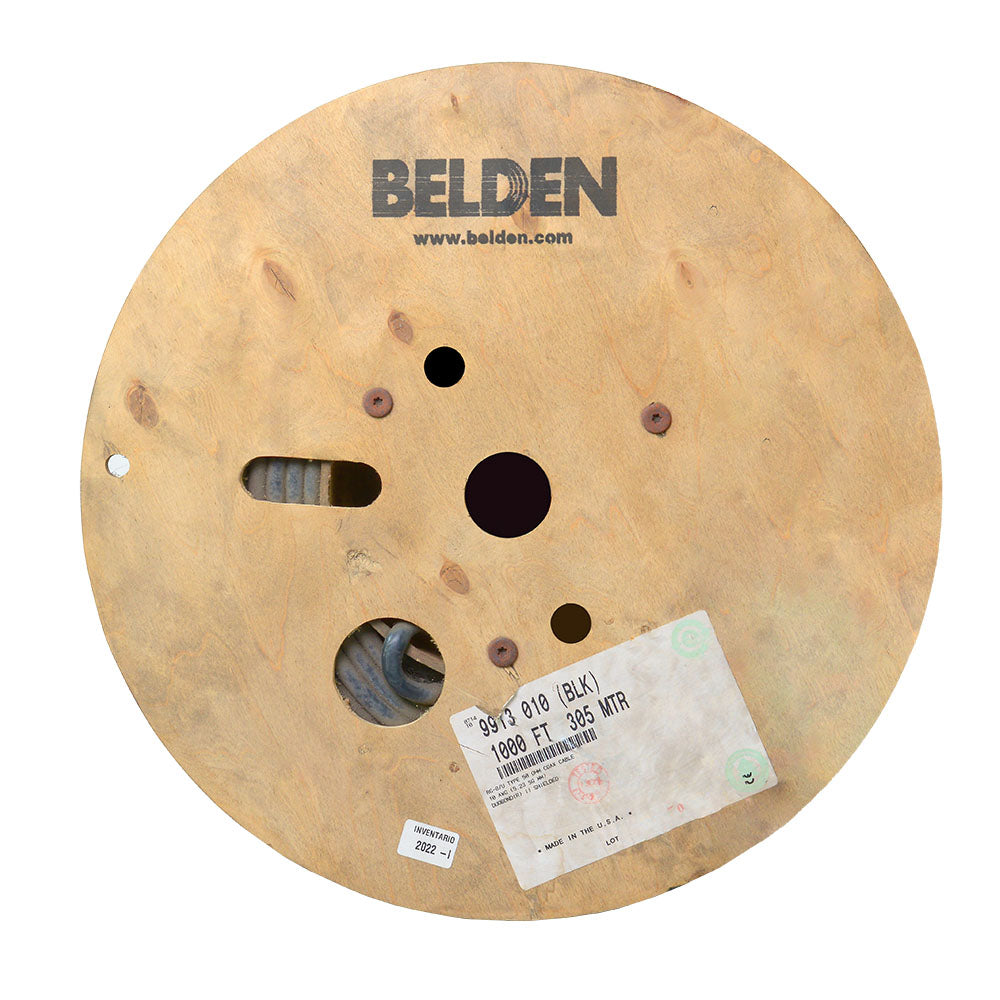 BELDEN 9913-BL-1000 Cable Coaxial RG-8/U Solido 50 Ohm 10AWG Malla 90% Negro RF 1000ft 305m