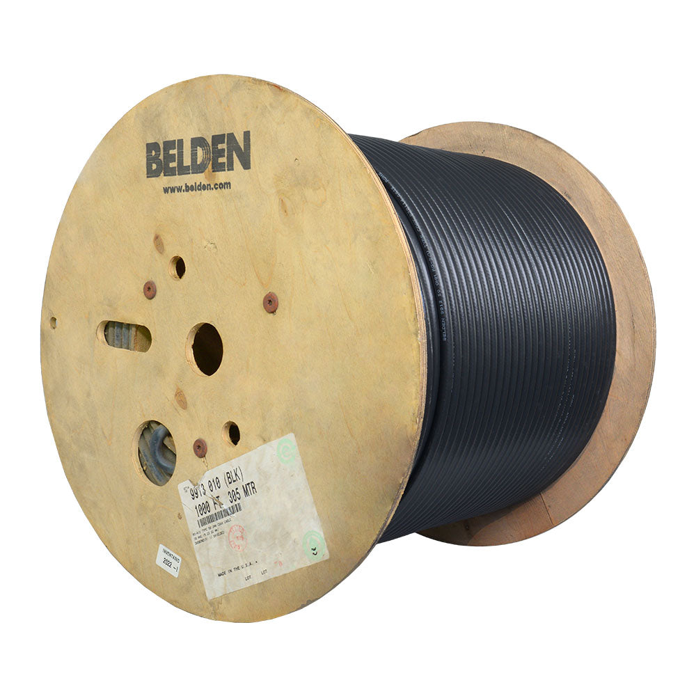 BELDEN 9913-BL-1000 Cable Coaxial RG-8/U Solido 50 Ohm 10AWG Malla 90% Negro RF 1000ft 305m