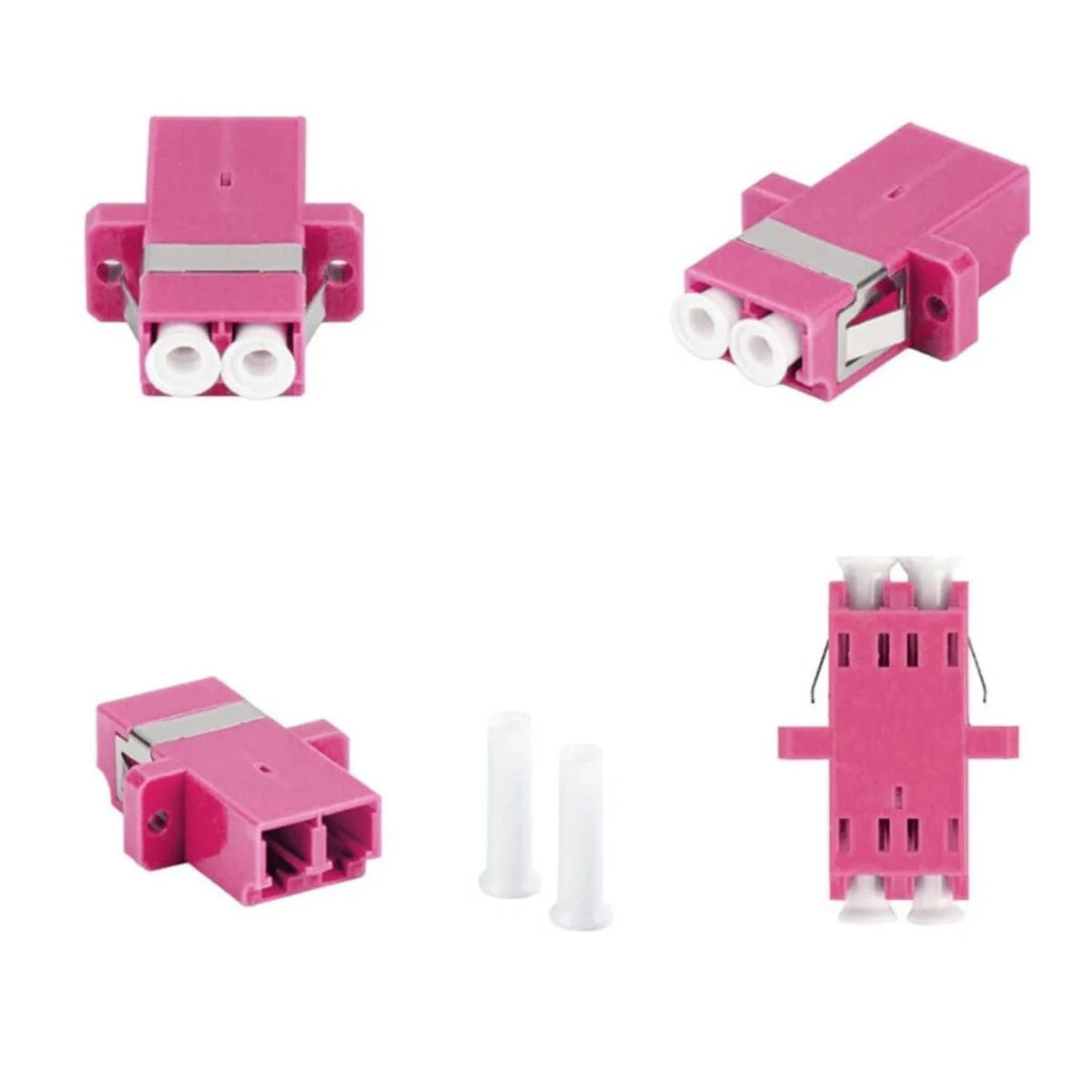 OPFIBRA ADLCU-DX-OM4 Conector Acoplador de Fibra Optica OM4 Multimodo LC Duplex Violeta