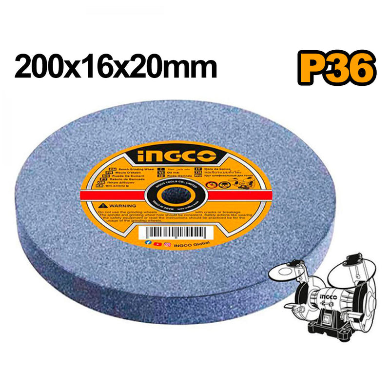 INGCO AGW2008016 Rueda de molienda 200x16x20mm P36