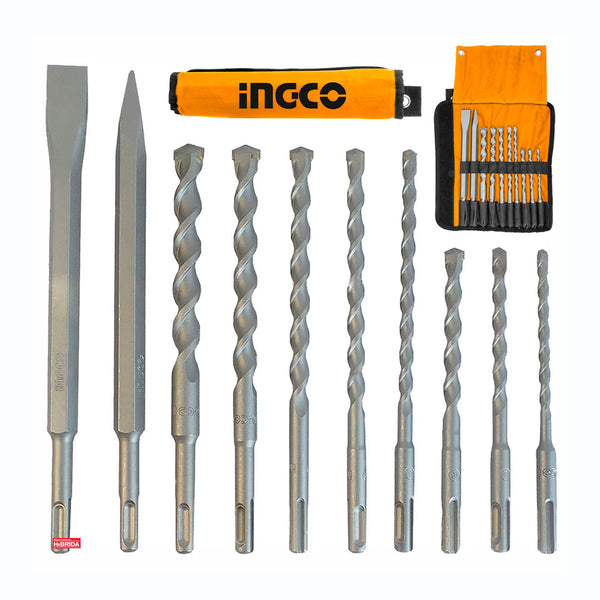 INGCO AKD2101 Kit 8 puntas de cincel y mechas SDS Plus