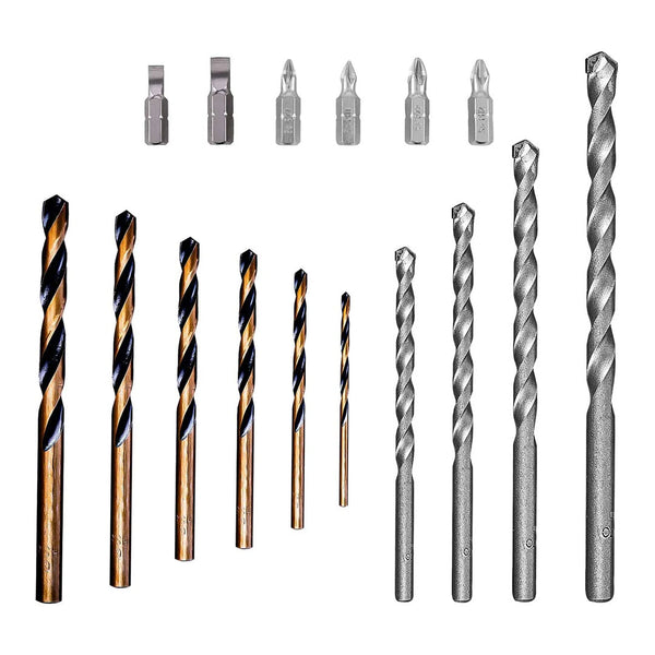 INGCO AKSDB9165 Set de Brocas para concreto y metal 16 piezas + 6 puntas