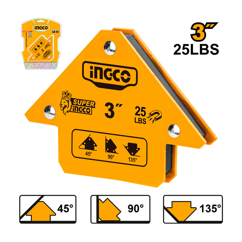 INGCO AMWH25031 Escuadra magnética 3" SOLDAR 25Lbs